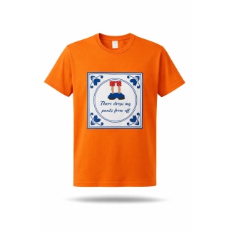 Opvallende humoristische oranje grafische T-shirts voor heren met slogan
