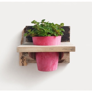 Artstone potten met houten plantenrek van Roots - 125555