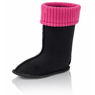 Zwarte Gevavi laarssokken voor kinderen met roze rand