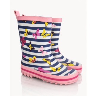 Gevavi rubberen regenlaarzen voor kinderen met vlinder- en streepdesign