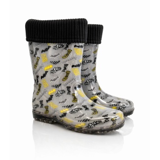 Gevavi kinderregenlaarzen met vleermuisprint en gebreide rand