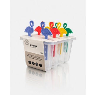 Set van 6 herbruikbare Migros flamingo ijsvormpjes