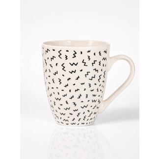 Witte keramische mokken met print 300 ml - mix van twee designs