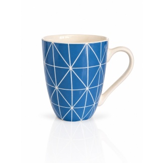 Blauw/witte keramische mokken 300 ml - mix van drie designs