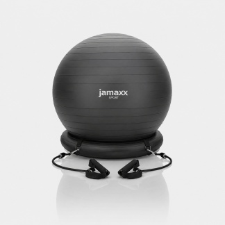 Sportartikelen - Zwarte Jamaxx opblaasbare yoga- en fitnessbalset 65 cm