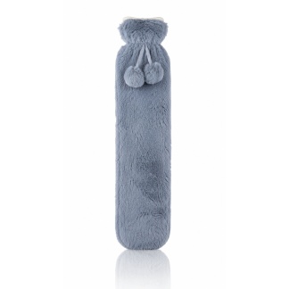 Roze en grijze extra lange pluche warmwaterkruiken 2 liter