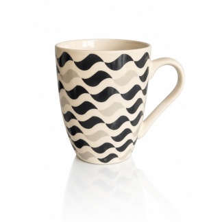 Keramische mokken met zwart/beige print 300 ml - mix van drie designs