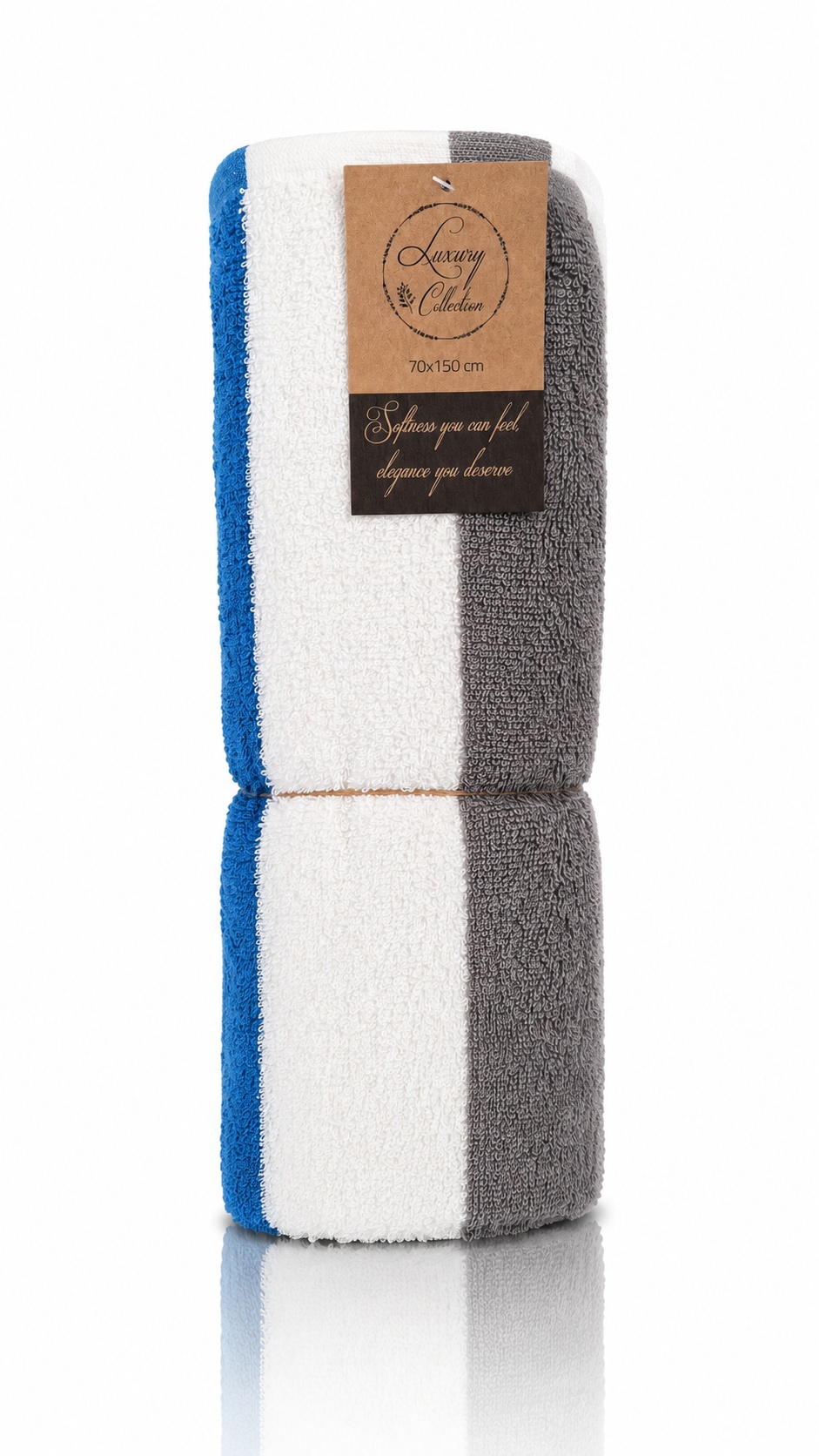 Cabana strandhanddoeken met blauw-grijs gestreept patroon 70x150cm - Afbeelding 4