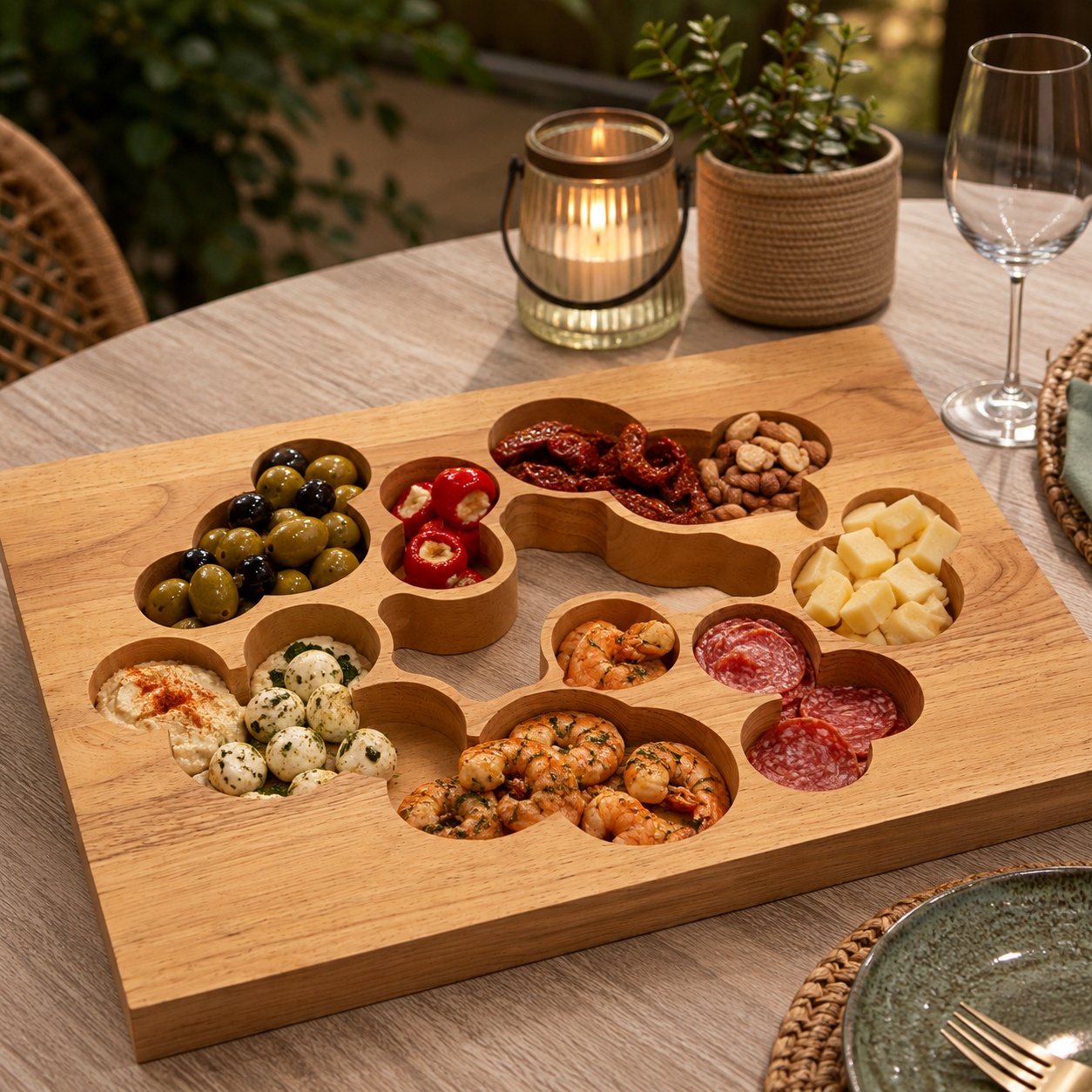 Licht houten serveerplanken en organizers - Afbeelding 2