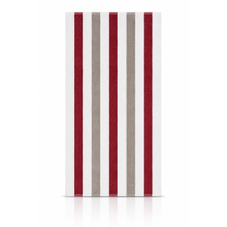 Rood/taupe gestreepte strandhanddoek Cabana 70x150cm