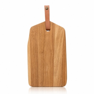 Geometrische houten serveer- of snijplanken met leren lus