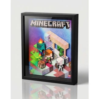 Ingelijste 3D-wanddecoratie met Minecraft afbeelding