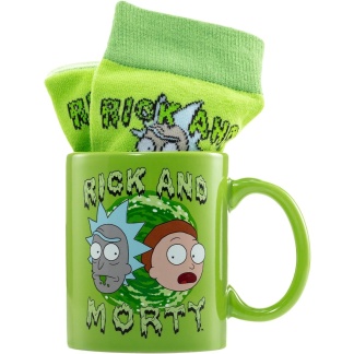 Rick and Morty-cadeauset met mok en sokken (Portal-thema)