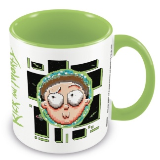 Keramische mokken van Rick and Morty – Pixel-artontwerp – Wit & groen