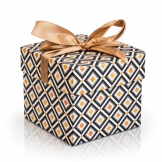Geschenkdoosjes met ruitpatroon en satijnen lint – 10,5 x 10,5 cm
